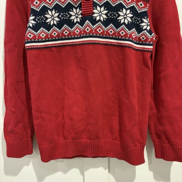 THE CHILDRENS PLACE Sweater Boys XL 14 Red Fair Isle Mock Neck Long Sleeve - Picture 4 of 10